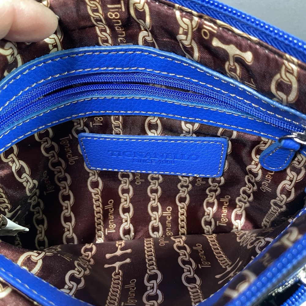 Tignanello Women's Leather Royal Blue Crossbody Purse Tons Pockets 7.5x9x1.5" - Picture 15 of 15